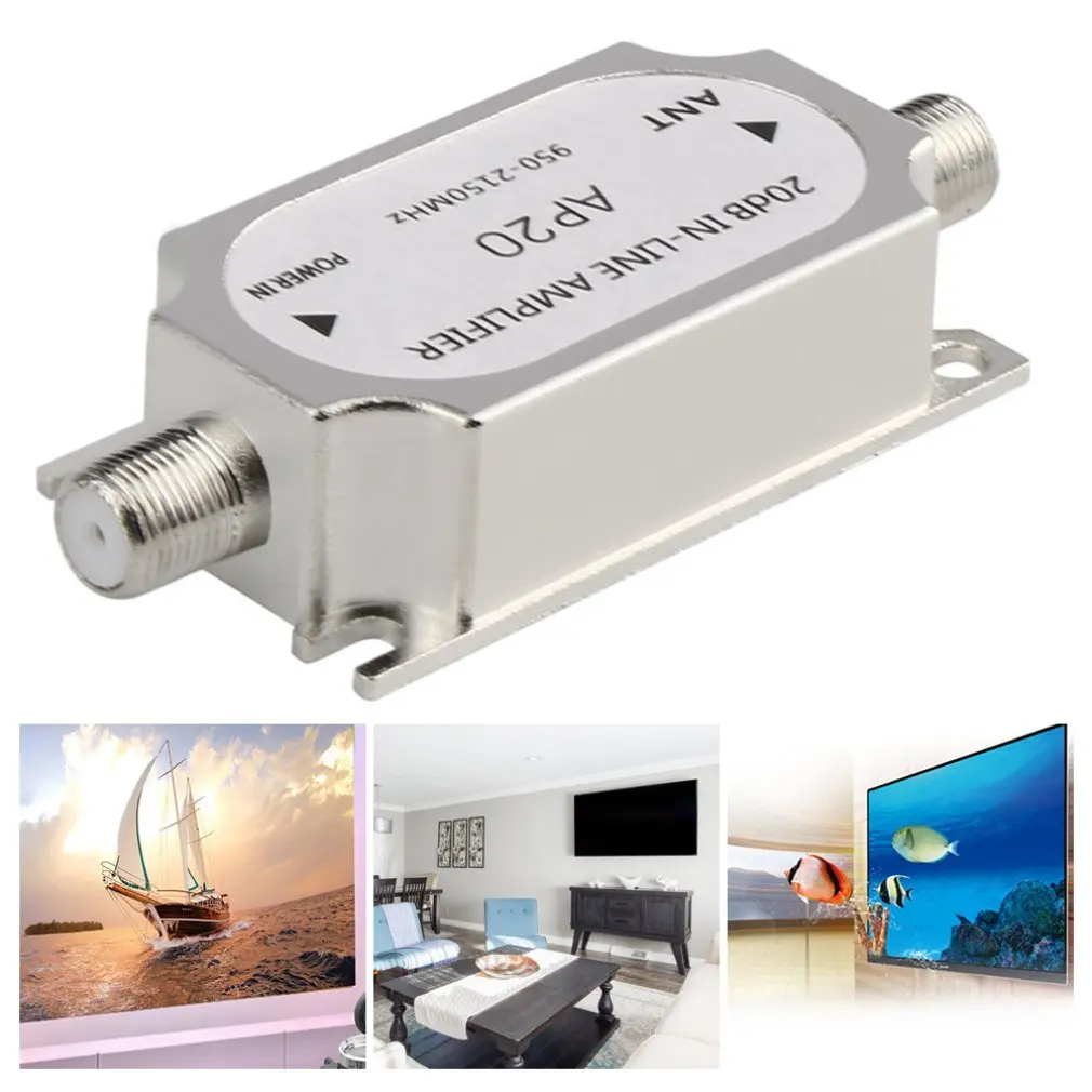 Satellite Signal Booster Satellite 20dB In-line Amplifier Booster 950-2150MHZ Signal Booster For Dish Network Antenna Cable Run Channel Strength