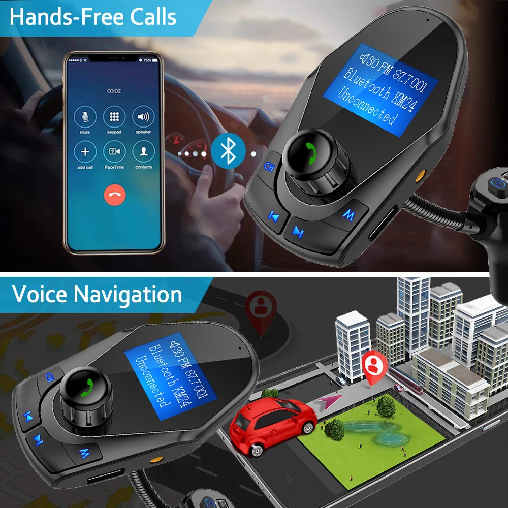 ВКЛ. Вкл. FM модулятор Bluetooth 5,0 автомобильный комплект MP3-плеер 3,5 мм вспомогательный аудиоресивер два usb порта быстрое зарядное устройство Hands free