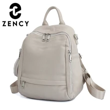 

Zency Genuine Leather Women's Backpack High Quality School Bag Travel Female Shopper Shoulder Bags Satchel Rucksack Commuter