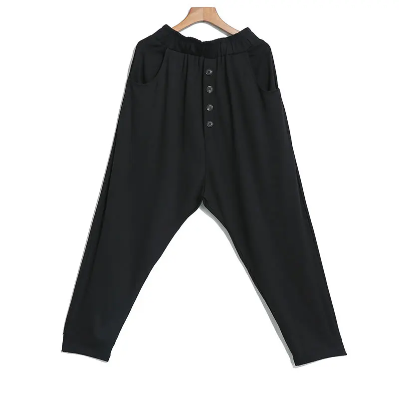black WLD2461 XITAO шорты с завышенной талией и карманами черные штаны-шаровары Женская одежда модные украшения на пуговицах подходят ко всем полной длине брюки WLD2461 - Цвет: black WLD2461