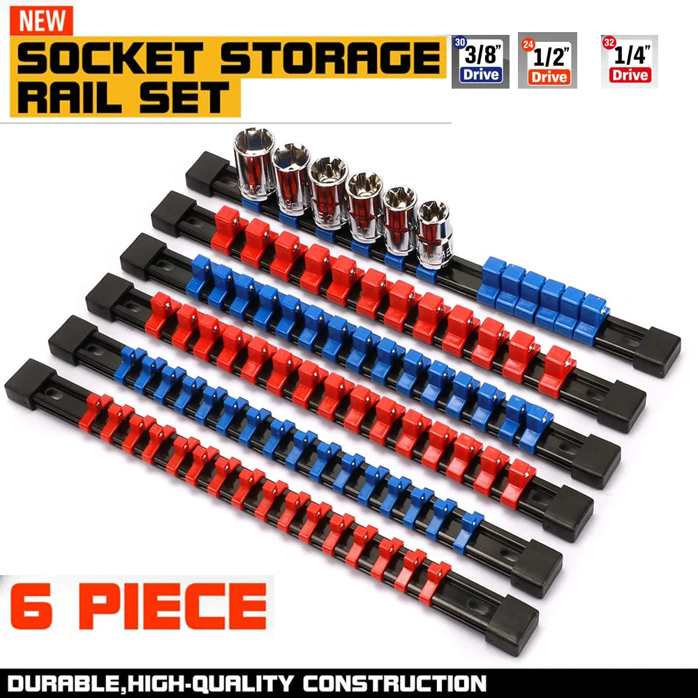 6 шт. держатель торцевых гаечных ключей из АБС-пластика Регулируемая отделка 1/4 3/8