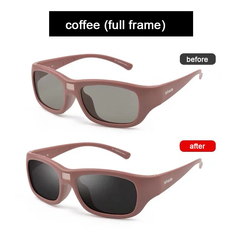 full frame coffee 0,1 интеллектуальные фотохромные солнцезащитные очки с изменением цвета, дизайнерские женские солнцезащитные очки с клипсами по рецепту - Цвет линз: full frame coffee