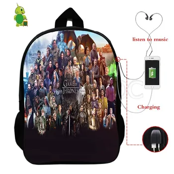 

Game of Thrones Multifunction Backpack Men Women Backpack Travel Shoulder Bags USB Charge Laptop Backpack Teenagers School Bags