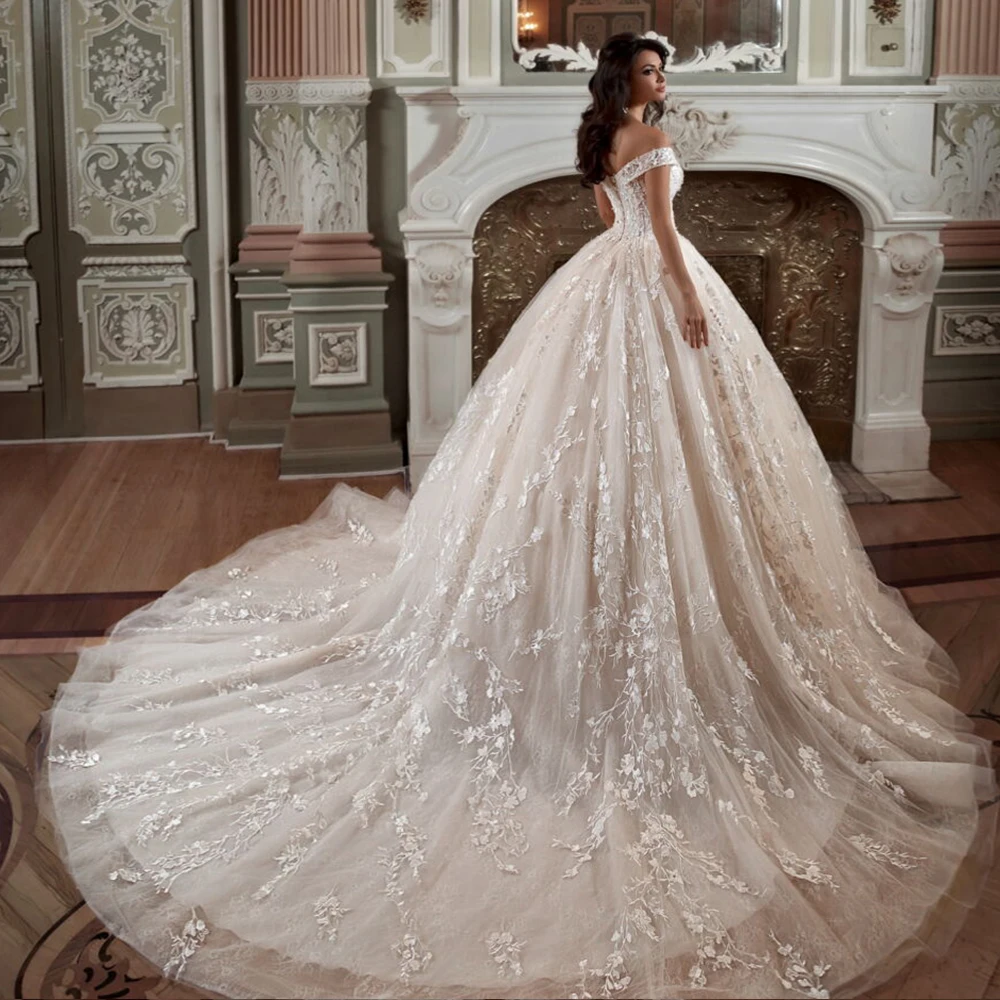 Бальное платье принцессы, свадебные платья, Vestido De Noiva Princesa, с коротким рукавом, расшитое бисером, с блестками, с аппликацией, кружевное платье невесты