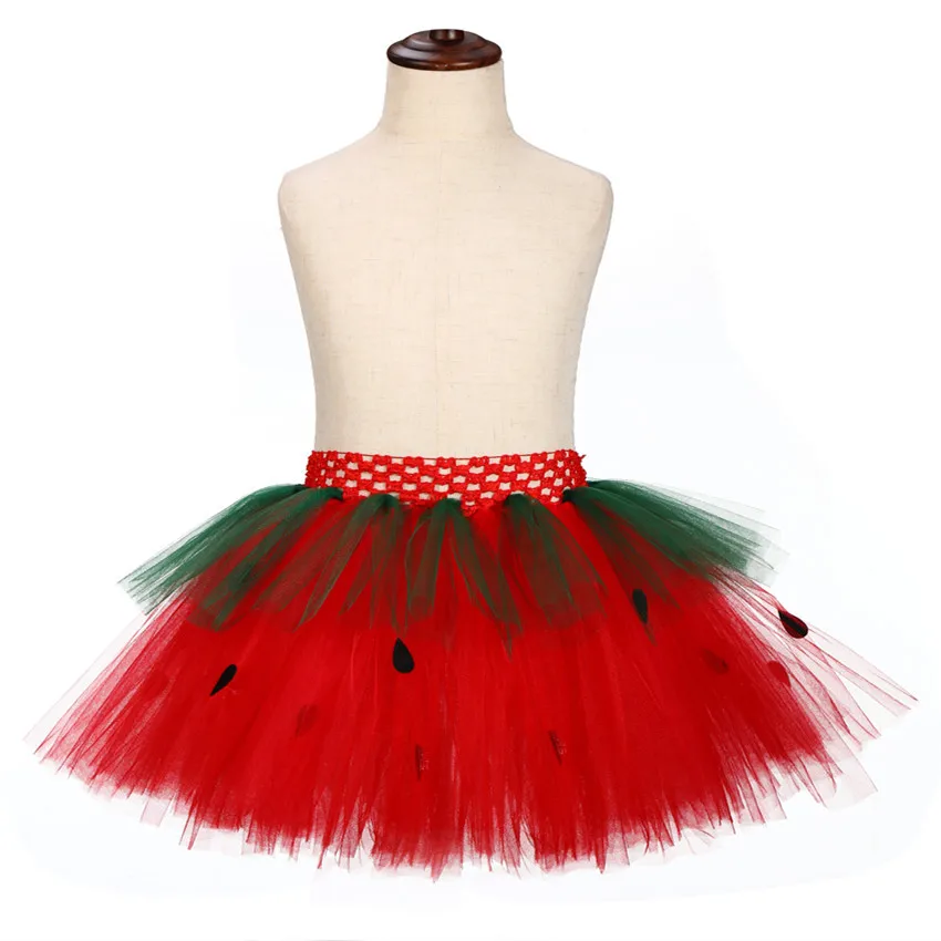 Рождественская юбка-пачка с клубничкой и шляпой для девочек, нарядный Хэллоуин вечерние костюмы-пачки для детей, фатиновая юбка с цветами для девочек