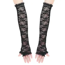 

Fingerless Sexy Lace Hollow Out Women Long Gloves Transparent Ladies UV Protection Exquisite Girl Wedding Gloves Accessories New