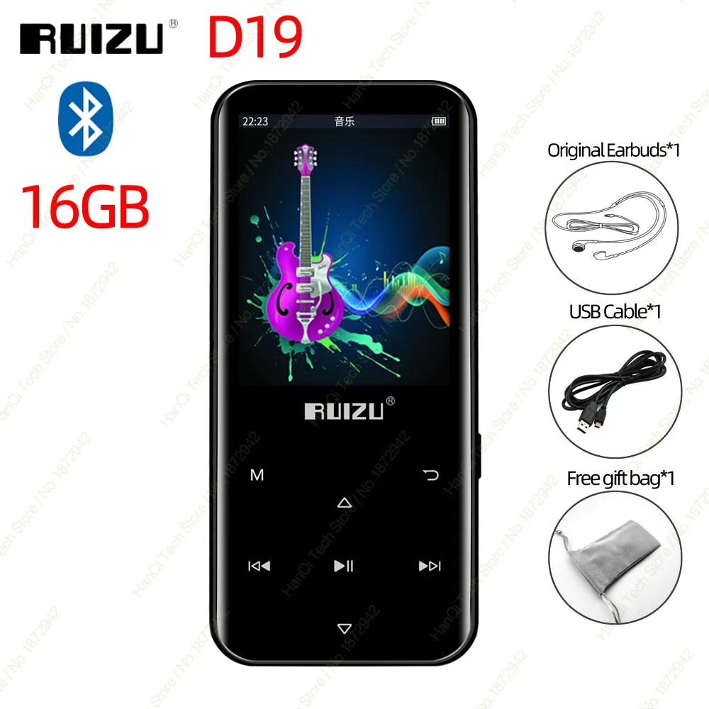 Black Ruidu D19 Bluetooth 4,0 MP3 плеер без потерь 16 ГБ Портативный Аудио Walkman с fm-радио электронная книга запись шагомер MP3 музыкальный плеер - Цвет: Black