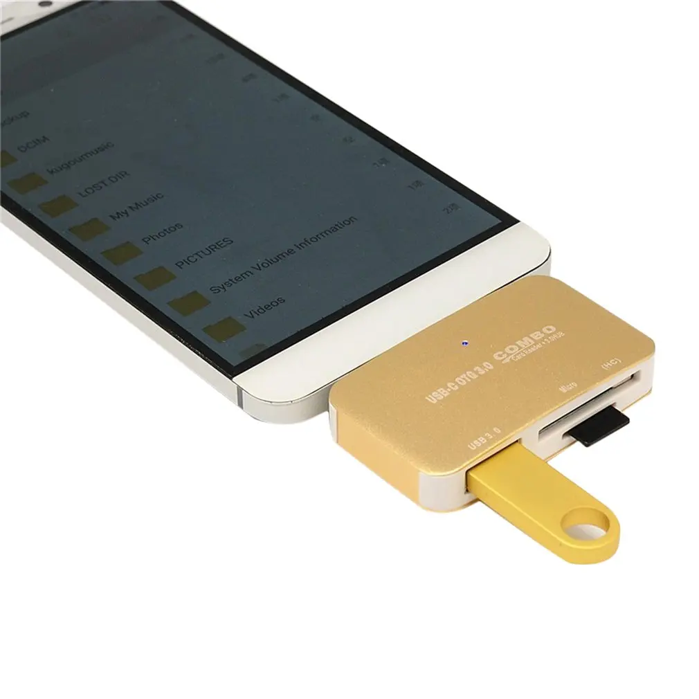 Алюминиевый сплав Универсальный USB3.0 и Micro USB 2 в 1 интерфейс Поддержка USB 3,0 концентратор безопасности цифровая карта памяти TF кард-ридер