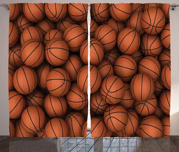 

Sports Curtains Basketballs The 2 Handed Slam Practice Athletic Sport Events Illustration Living Room Bedroom Window Drapes Dark