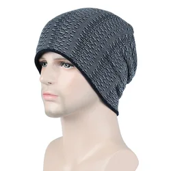 Winter Men's wool and fleecy knitted hat Warm pullover hat Outdoor ear-protectors covered cap 09