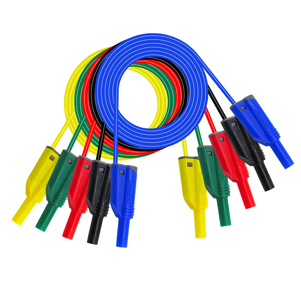 5 Pieces Test Wire Probe Lead 4mm 14awg Silicone Banana To Banana Plug For Tester Multimeter