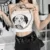 Sexy Punk Goth Crop Tops Women s Summer Skull Print Vest Top Black White Fashion Round Neck Sleeveless Slim Tank Top Mujer