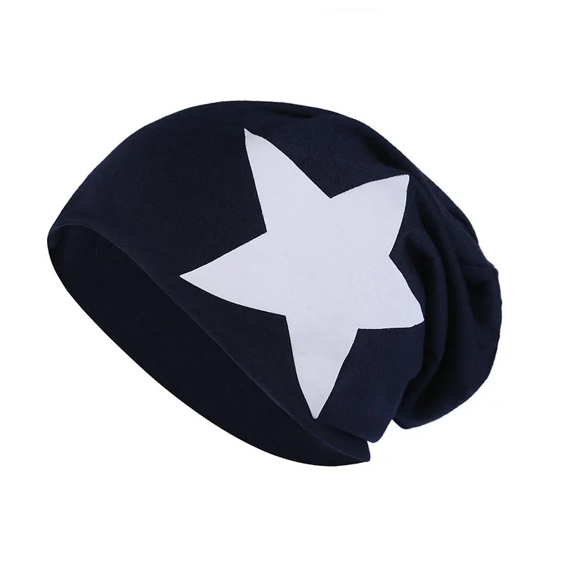 navy blue Шапки осень/зима для женщин с принтом звезды шапки унисекс шапочки Мужская однотонная шапка - Цвет: navy blue