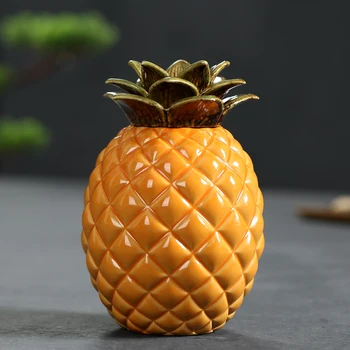 

Pineapple Shape Ceramic Kitchen Storage Jars with Lids Ceramic Puer Tea Canister Kitchen Canisters Japanese Jar Storage Gift Box
