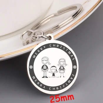 

Christmas A Family Dangle Round Keychain For Family Member Gift Christmas Exclusive Keyfobs Charm Holder Trendy Key Ring