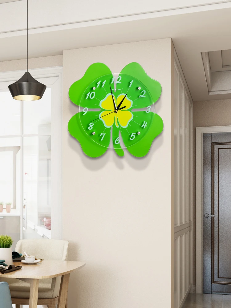 

Shamrock Wall Clock ST.Patricks Day Green Silent Living Room Wall Clock Modern Design Reloj Pared Home Decoration JJ60WC