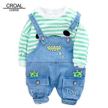 

CROAL CHERIE 2pcs Kids Girls Boys Clothing Set Children Autumn Boys Clothes Suits Cartoon Hoodies T-shirt + Jeans Overalls Pants