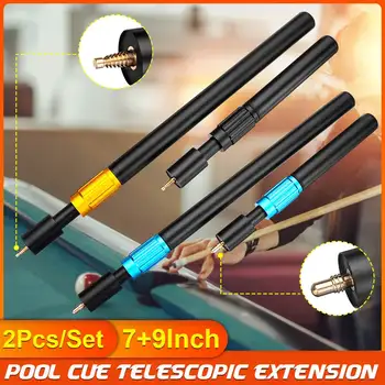 

2Pcs AluminumAlloy Billiard Pool Cue Telescopic Extension Adjustable Round/Pointed End Snooker Cue Extension For O' min 9/17inch