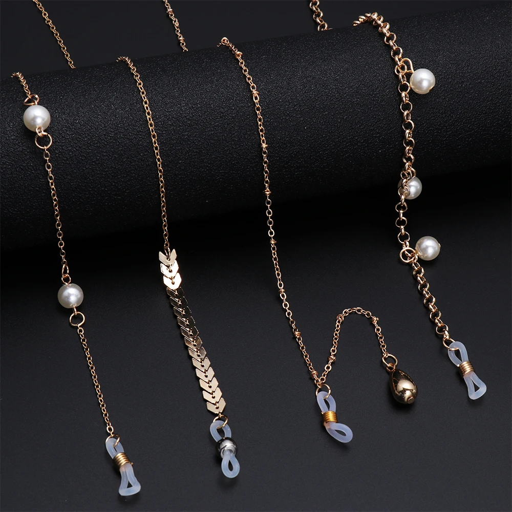 Women Fashion Pearls Sunglasses Chains Gold Eyeglasses Chains Sunglasses Holder Necklace Eyewear Retainer Accessories 1PCs glasses chain,glasses retainer