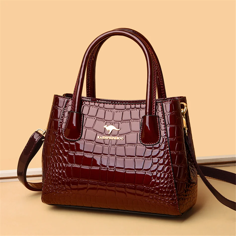 Luxury Patent Leather Women Bags Designer Crocodile Pattern Handbags Purses Ladies Large Shoulder Crossbody 2021 Tote Sac A Main