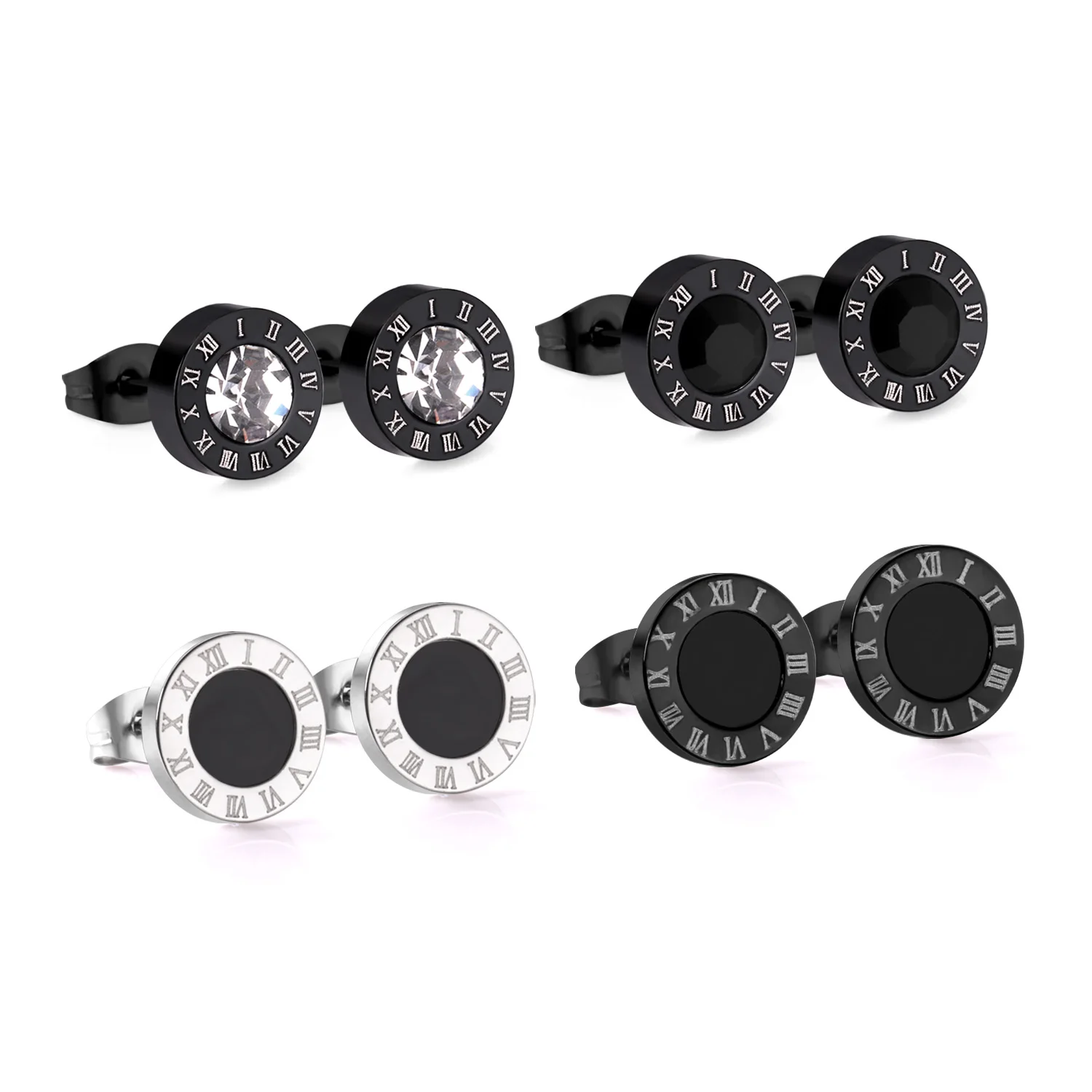 LUXUKISSKIDS 4 пар/лот круглые серьги-гвоздики из нержавеющей стали 2020 для влюбленных CZ