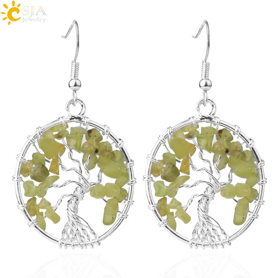 Tree of Life Silver Chip Earrings