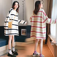 Новая Корейская версия платья для беременных женщин свитер для беременных женщин большой размер свободный пуловер свитер для мам
