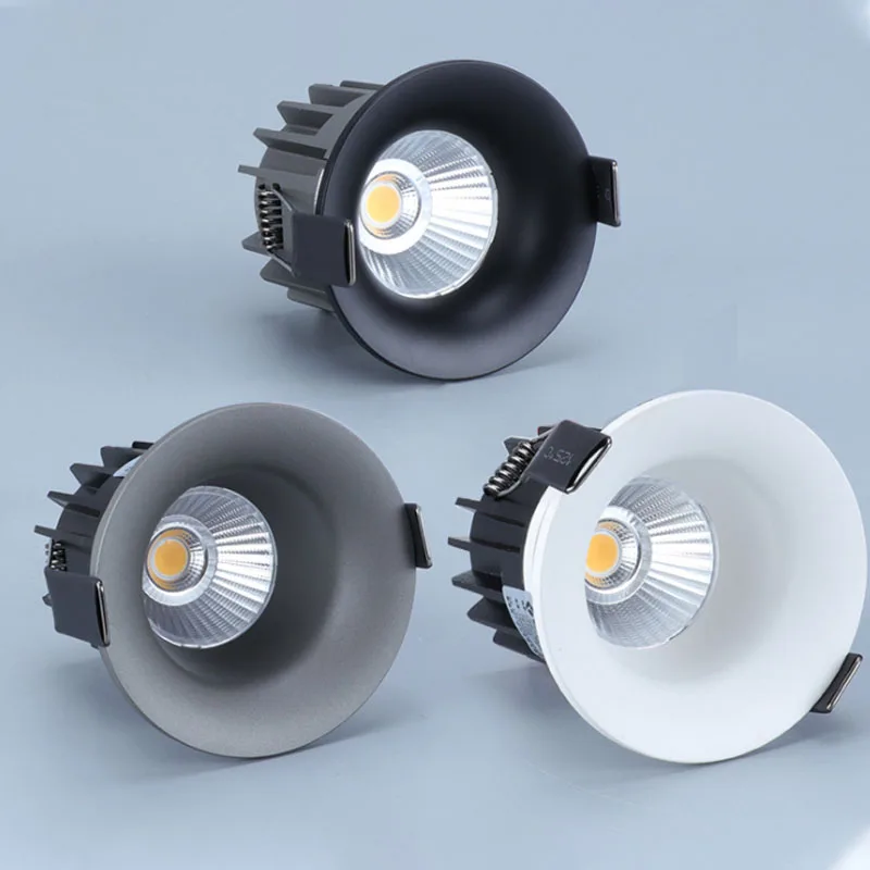 LED adjustable COB Concentrator AC85-265V 9W 12W 15W 18W Simple aluminum groove round down light led downlight recessed ceiling spotlight ceiling lamps