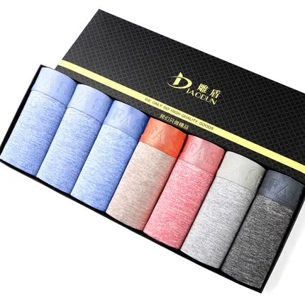 TEXIWAS 7PCS/lot Brand Underwear Men Boxer XXXL Breathable Summer Modal Cotton Trunk Shorts Youth Ice Silk Panties - Цвет: 3