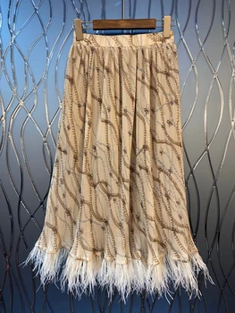 

2020 Spring New Women's Elastic Hem Ostrich Hair Crimping Skirt 0505