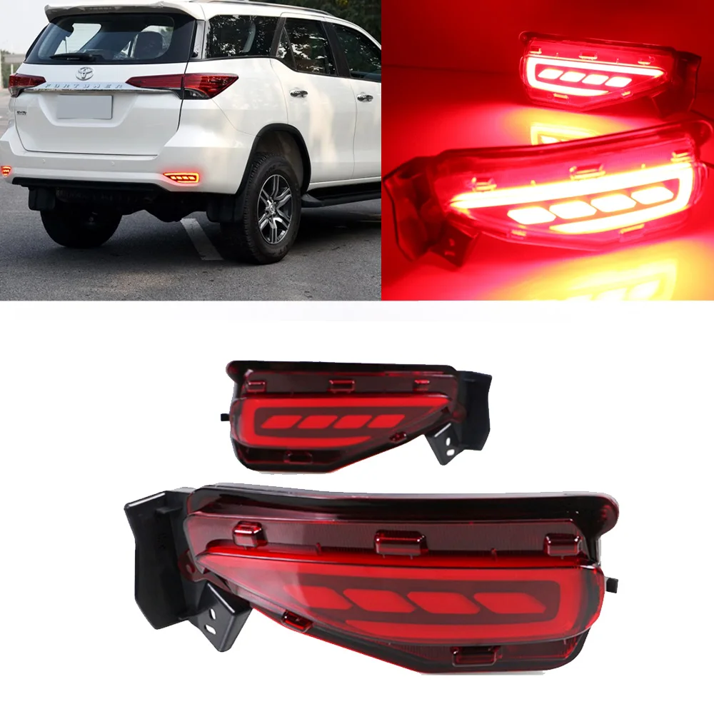 

Brilliant Red LED Bumper Fog Rear Reflector Plate Part Replacement Lights Upgrade Kit For Toyota Fortuner 2015~2018