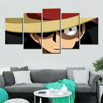 

5 Panels One Piece Poster Modular Popular Picture wall art canvas Luffy posters and prints wall pictures for living room decor