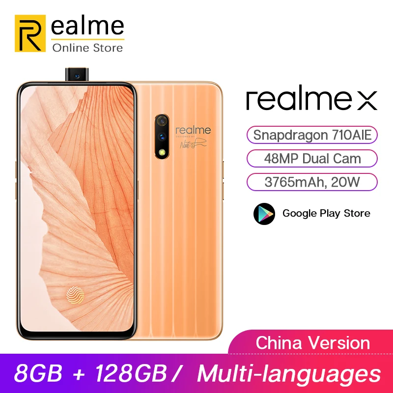 Оригинальный realme X 8 ГБ 128 Snapdragon 710 мобильный телефон 6 53 ''Full Экран всплывающее