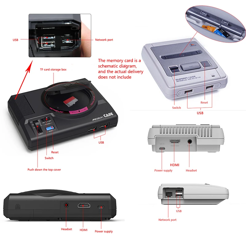 Raspberry pi 3B Retroflag видео/ТВ игровая консоль NES/SNES/MEGA/современный чехол, игровой плеер с Mulit-language Recalbox& 15000 игр