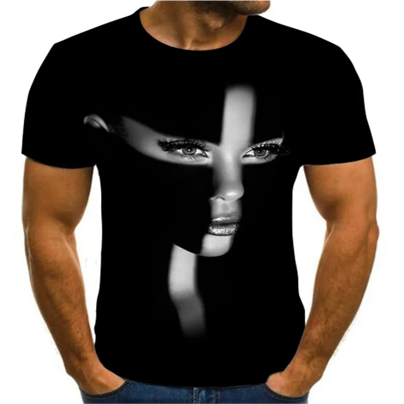 2021 New Retro Trendy Beauty T-Shirt 3D Funny Expression Men's Star Singer Music Shirt Summer Short Sleeve S M L XL | Мужская одежда