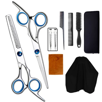 

9 Pcs Professional Hairdressing Scissors Kit Hair Cutting Scissors Hair Scissors Tail comb Hair Cape Hair Cutter Comb