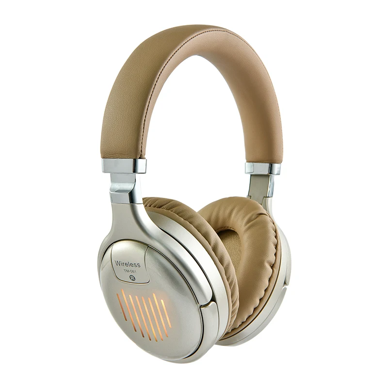 Золотой Настоящие беспроводные наушники, 3D стерео Bluetooth гарнитура, складные Игровые наушники с микрофоном, FM, TF карта, наушники с шумоподавлением - Цвет: Золотой