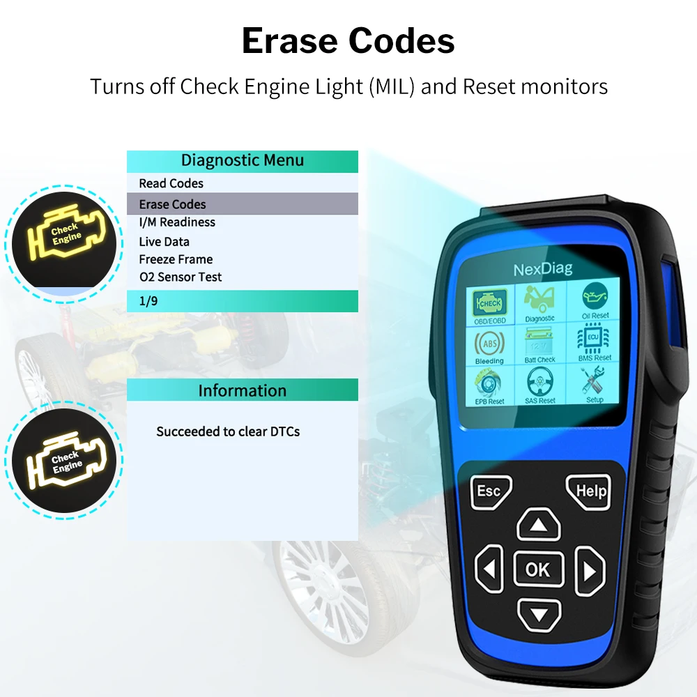 MERCEDES BENZ Diagnostic Scanner Tool Reader Reset CHECK ENGINE ABS SRS LIGHT