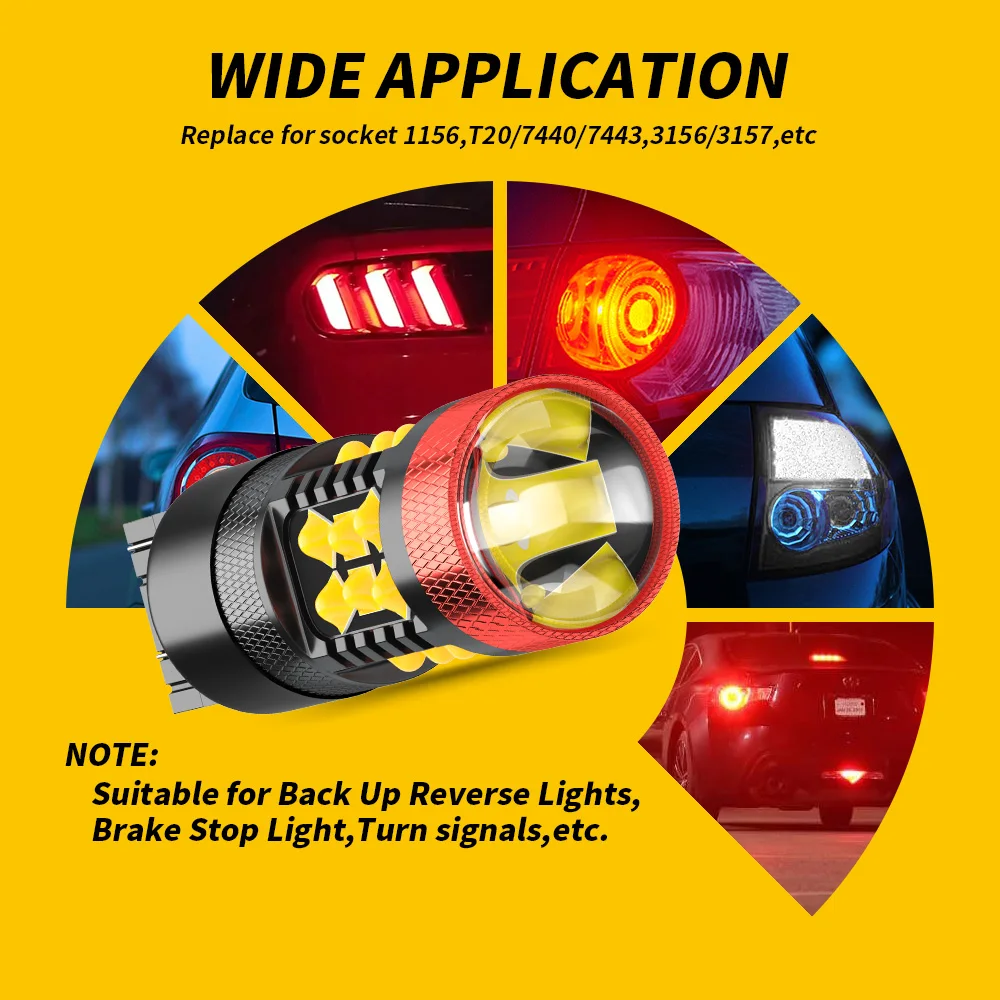 DXZ 10 шт. Canbus T20 7440 светодиодный W21/5W W21W лампы 30 SMD 1200LM 12V объектив Автомобильный
