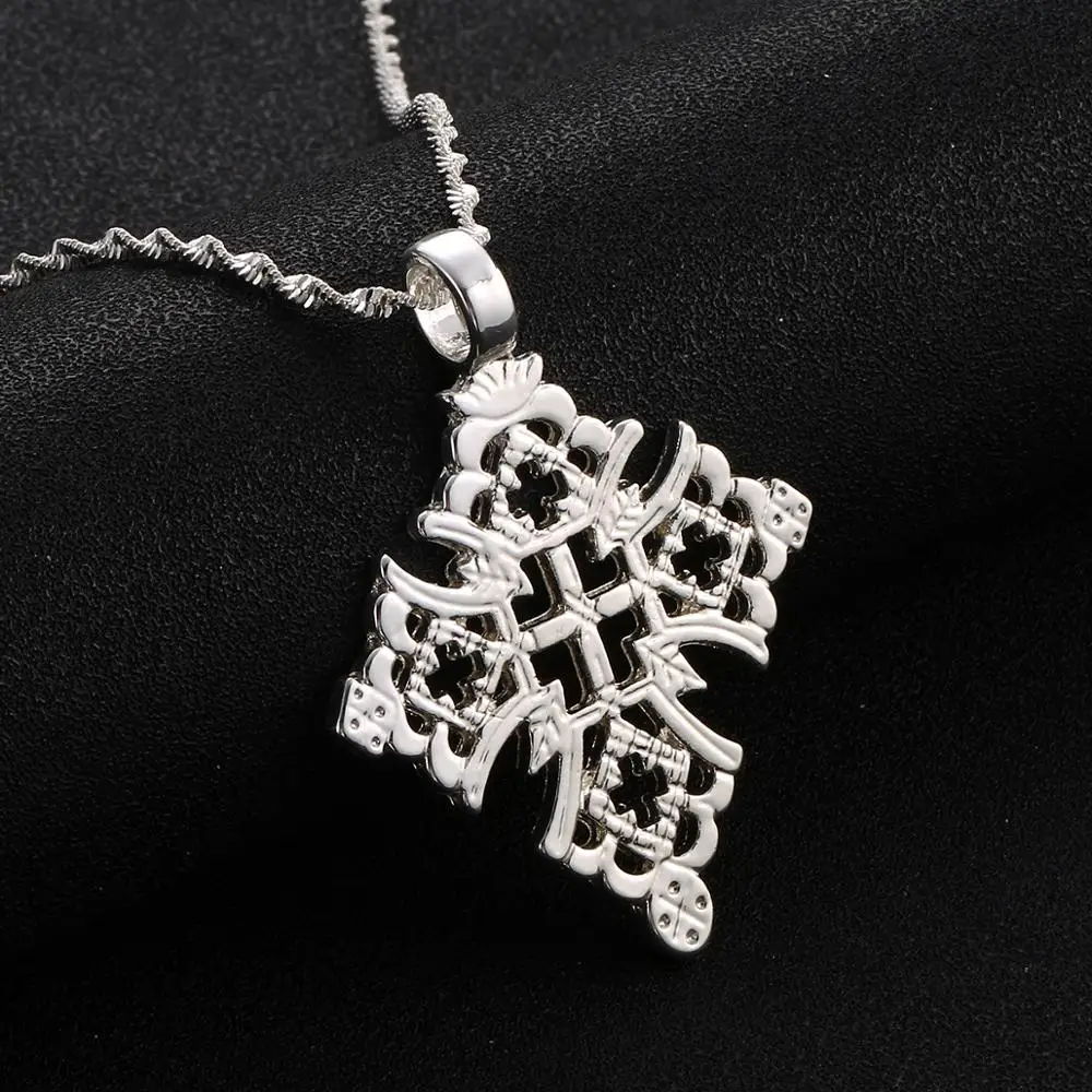 Details about   Ethiopian Cross Silver Traditional Pendant Necklace 20" 