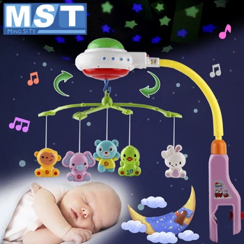 

Baby Rattles Musical Crib Mobile Bed Bell Rotating Bracket Projection Music Box For 0-12 Months Newborn Early Learning Baby Toys