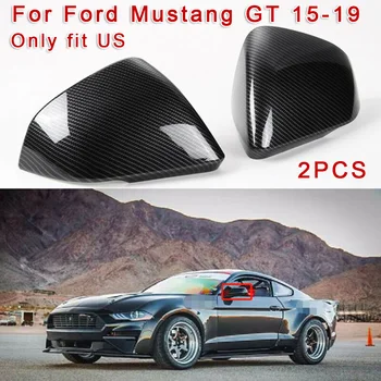 

1 Pair Carbon Fiber Car Door Side Mirror Cover Side Door Mirrors Cover Trim For Ford Mustang GT 2015-2019 Auto Accessories