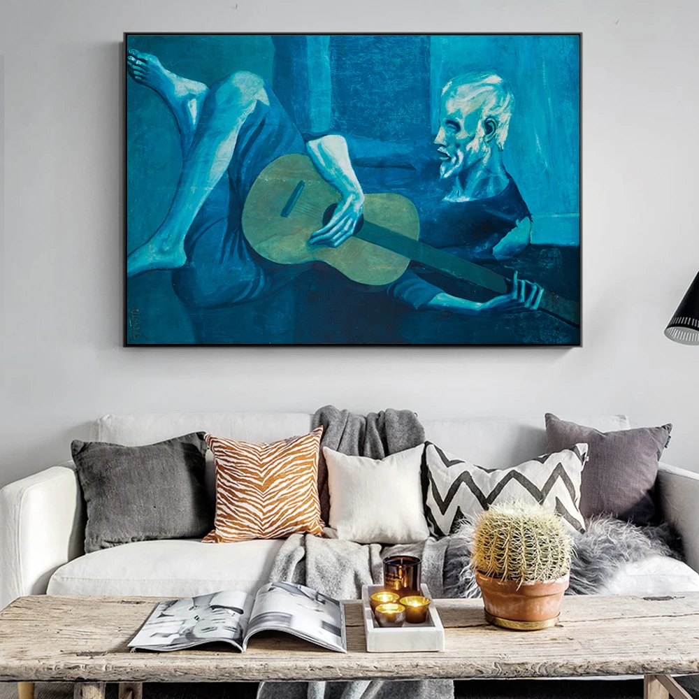 

PABLO PICASSO THE Old Guitarist Oil Paintings Print On Canvas World Famous Artwork Reproductions Home Wall Art Pictures Cuadros