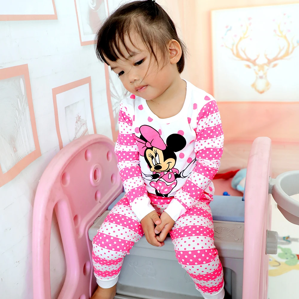 New Minnie Cartoon Children's Clothing Sets Boys Sleepwear Clothes Kids Pajamas Set Baby Girls Cotton Pijamas Long Sleeve Pyjama