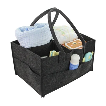 

33X23X18CM Multifunctional Baby Diapers Nappy Bag Portable Felt Storage Baskets Foldable Handbag Organizer Stroller Accessories