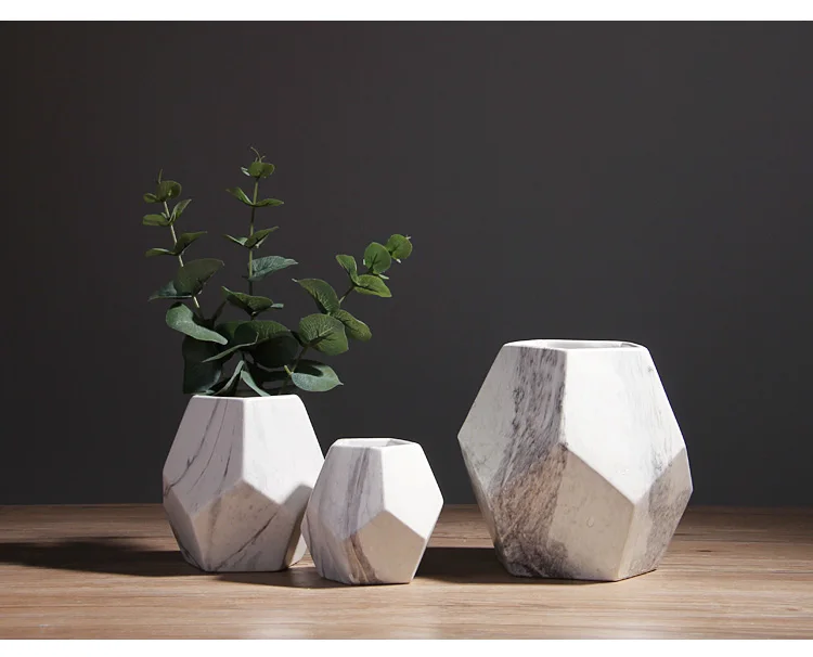 Ins Nordic Marbled Simple Ceramic Vase Living Room Dining Room Home Bedroom Flower Arrangement Dried Flower Vase