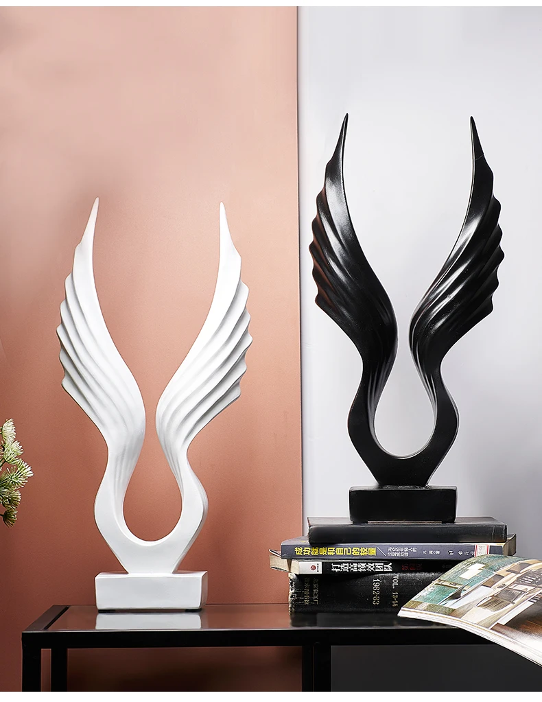 Modern Abstract Resin Sculpture Winged Statues Home Decor Accessories For Living Room Figurines - 9