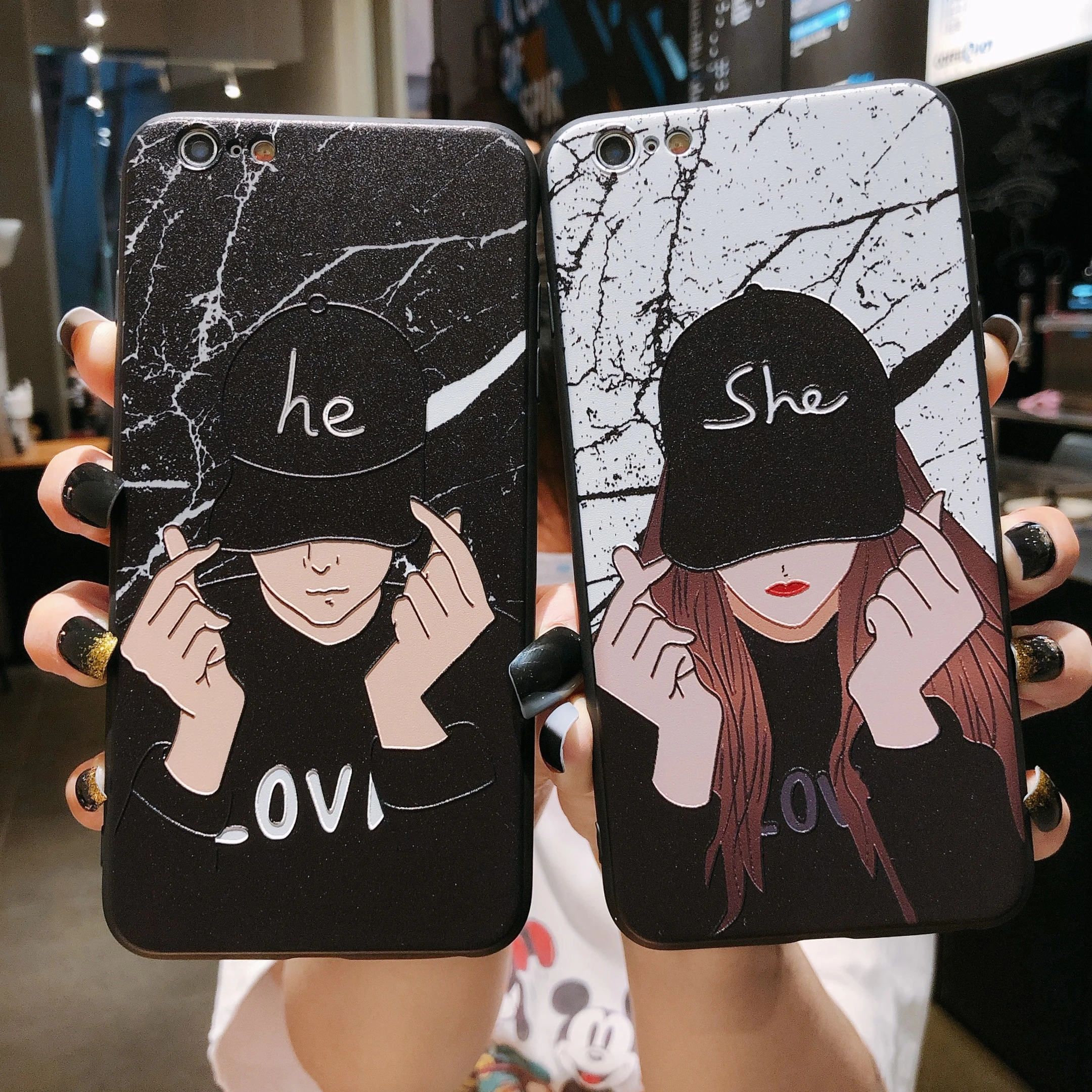 

Phone Case Lovers couple for Samsung Galaxy S20 Ultra Note10 Lite A71 A70 A51 A50 A20S Soft Silicone 3D Emboss Cover Shell Coque