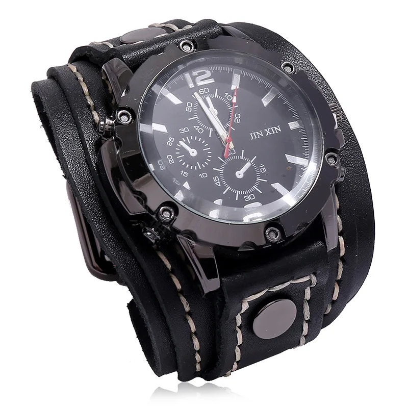 Watch For Men Luxury Wristwatch Quartz Retro Leather Watch Fashion Brown Cool Punk Style Mens Watches Bracelet Relogio Masculino