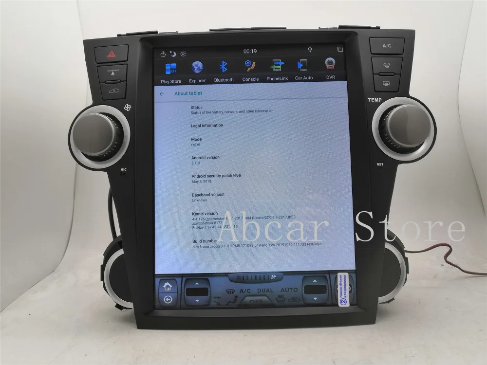 12,1 ''Tesla стиль Android 8,1 автомобильный dvd-плеер gps навигация для Toyota Highlander 2007-2013 стерео Мультимедиа Радио ips PX6 ips